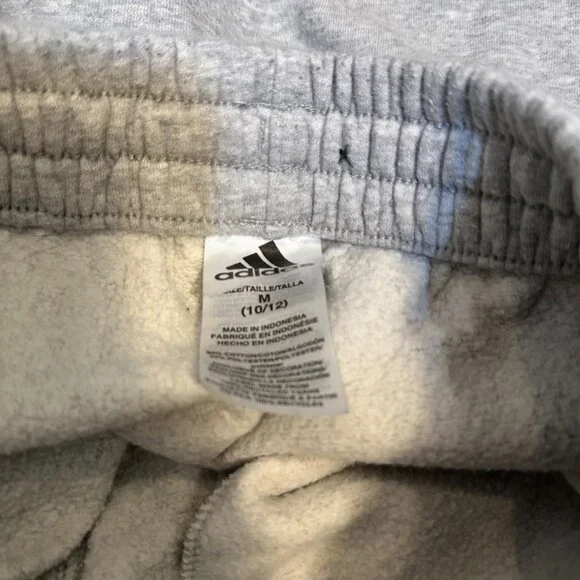 Adidas Light Heather Grey Fleece Youth Boy's Loose Fit Jogger Sweatpants - Picture 3 of 3